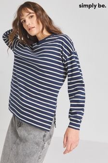 Simply Be Blue/Lemon Yellow Stripe Side Split Sweatshirt (N75479) | 139 QAR