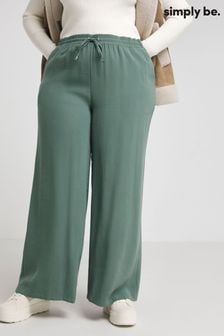 Simply Be Green Drawcord Waist Wide Leg Trousers (N75496) | 148 QAR