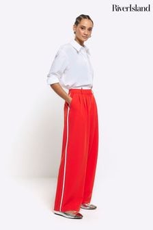 Rdeča - River Island Contrast Side Stripe Trousers (N75577) | €46