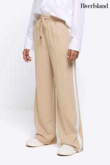 River Island Beige Side Stripe Tailored Trousers (N75583) | €64