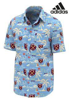 adidas Blue West Ham United Hawaiian Shirt (N75978) | SGD 68