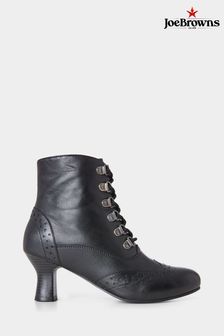 Joe Browns Black Brogue Heeled Lace Up Boots (N76055) | AED444
