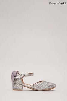 Phase Eight Silver Metallic Glitter Heeled Shoes (N76322) | OMR20