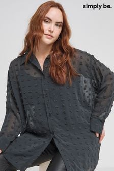 Simply Be Charcoal Grey Georgette Dobby Shirt (N76332) | €50