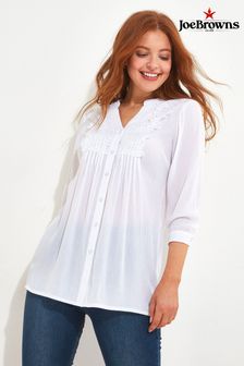 Joe Browns White Floaty Pintuck Lace Blouse (N76364) | AED238