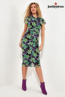 Joe Browns Green Tropical Floral Bodycon Midi Dress (N76386) | SGD 126