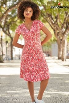 Joe Browns Red Wrap Front Ditsy Floral Dress (N76397) | AED277