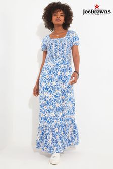Joe Browns Blue Daisy Print Shirred Maxi Dress (N76415) | €73