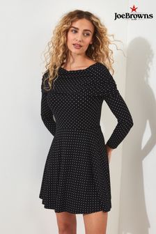 Joe Browns Black Polka Dot Bardot Skater Dress (N76445) | KRW106,700