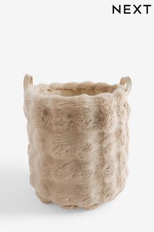 Beige Faux Fur Storage Basket (N76526) | $42