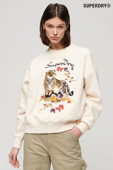 Superdry Cream Suika Embroidered Loose Sweatshirt (N76555) | €80