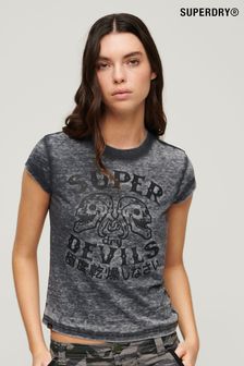 أسود - تيشرت بكم قصير Retro Rocker من Superdry (N76581) | 172 ر.س