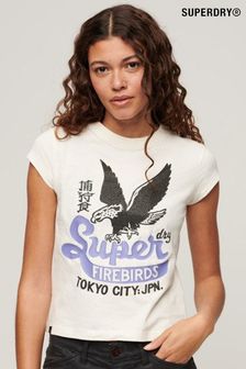 Weiß - Superdry Poster Verziertes T-Shirt mit Flügelärmeln (N76584) | 45 €