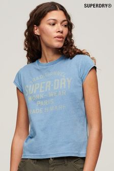 Superdry Light Blue Workwear Cap Sleeve T-Shirt (N76590) | 1,545 UAH