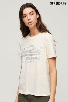 Creme - Superdry T-Shirt in Metallic-Optik in Relaxed Fit (N76609) | 41 €