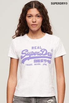 Superdry White Neon Graphic Fitted T-Shirt (N76620) | LEI 180