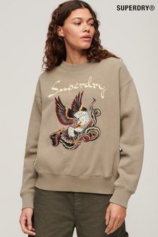 Grau - Superdry Suika Besticktes Sweatshirt in Loose Fit (N76628) | 83 €