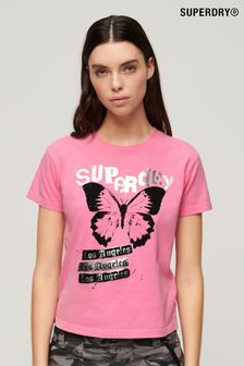 Rosa - Superdry Lo-fi Rock T-Shirt mit Grafik (N76629) | 41 €