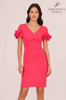 فستان قصير كريب منسوج وردي من Adrianna Papell (N76772) | 737 ر.ق
