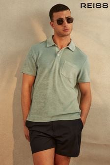 أخضر فاتح - Reiss Rainer Towelling Polo Shirt (N76815) | 59 ر.ع