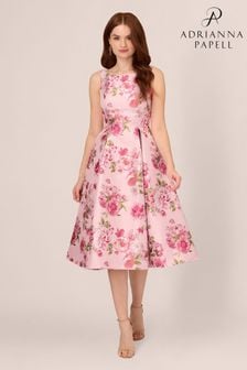 Adrianna Papell Pink Jacquard Flared Dress (N76829) | ₪ 1,252