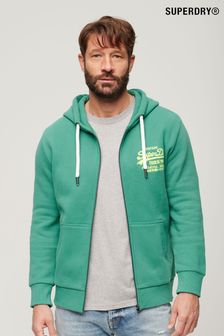 綠色 - Superdry 螢光色復古標誌拉鍊帽上衣 (N76905) | NT$2,790