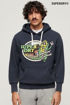 Superdry Blue Neon Travel Graphic Loose Hoodie (N76940) | €87