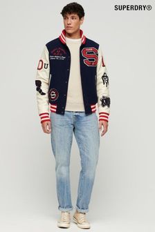 Superdry Blue/White College Varsity Patched Bomber Jacket (N76959) | ₪ 629