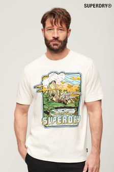 Superdry White Neon Travel Graphic Loose T-Shirt (N76960) | 148 QAR