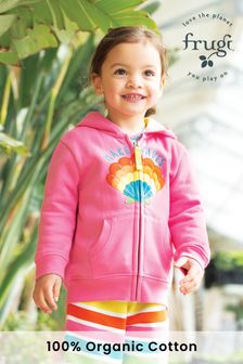 Frugi Kapuzensweatshirt mit Muscheldesign in Regenbogenfarben und Reißverschluss, Rosa (N77164) | 59 € - 62 €