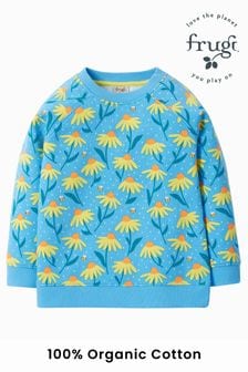 Frugi Blue Organic Cotton Flower Print Sweat Top (N77174) | AED177 - AED189