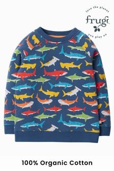 Frugi Pullover aus Bio-Baumwolle mit Haimotiven, Blau (N77178) | 50 € - 53 €