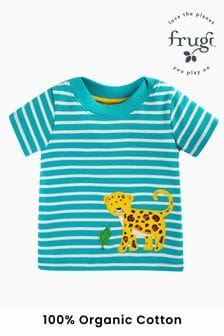 Frugi Blue Stripe Toucan Applique Easy on Interactive T-Shirt (N77220) | €25 - €28