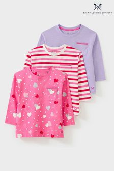 Crew Clothing Company Pink Stripe Cotton Casual T-Shirt 3 Pack (N77342) | kr545