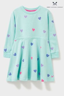 Crew Clothing Company Blue Heart Print Cotton Straight Dress (N77376) | €35 - €40