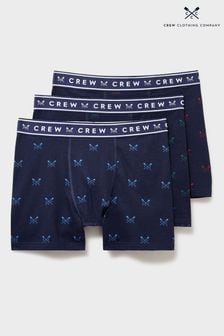 Crew Clothing Three Pack Logo Print Cotton Boxers (N77487) | 223 ر.س