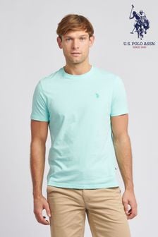 U.S. Polo Assn. Light Blue Mens Regular Fit Double Horsemen 100% Cotton T-Shirt (N77498) | $43