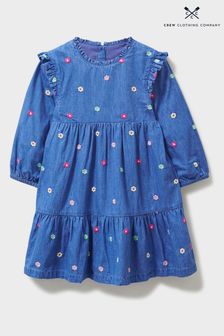 Crew Clothing Company Blue Floral Print Cotton Flared Dress (N77508) | €37 - €48