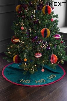 Teal Blue Ho Ho Ho Tree Skirt (N77568) | $40