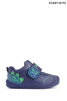 Start Rite Blue Dino Foot Leather Rip Tape Toddler Shoes