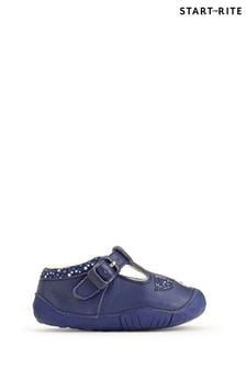 Pantofi din piele cu baretă în T și model câine francez Start Rite Bebeluși Albastru (N77619) | 209 LEI
