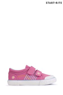 Start Rite Pink Sandy Beach Washable Canvas Double Rip Tape Summer Trainers