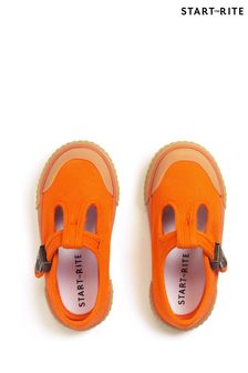 Start Rite Orange Anchor Washable Canvas T-Bar Summer Shoes