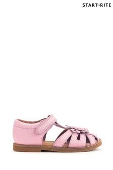 Start Rite Pink Flora Pale Leather Rip Tape Toe In Sandals (N77649) | €54
