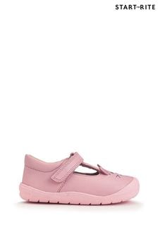 Start Rite Pink Fellow Leather/Cat T-Bar Toddler Shoes