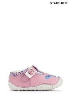 Start Rite Baby Pink Little Paws Nubuck/Leather Bunny T-Bar Shoes