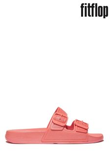 Fitflop Pink Iqushion Pearlized Two Bar Buckle Slides (N77668) | 269 LEI