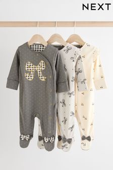 رمادي - Baby 100% Cotton Sleepsuits 3 Pack (0-2yrs) (N77688) | 106 د.إ - 116 د.إ