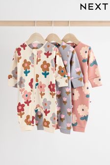 乳白色 - Baby Two Way Zip Footless 100% Cotton Sleepsuits 3 Pack (0mths-3yrs) (N77691) | NT$890 - NT$980