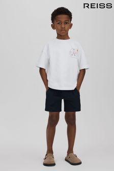 Reiss Optic White/Orange Monte Junior Cotton Crew Neck Motif T-Shirt (N77947) | OMR14